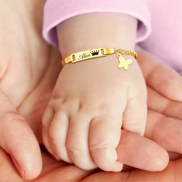 customized name braclet for baby with small butterfly