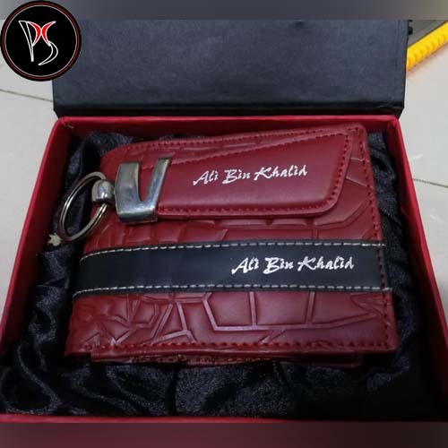 Customize Red Crocodile Wallet & Keychain