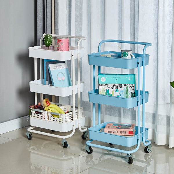 3-TIERS METAL TROLLEY CART WITH WHEELS