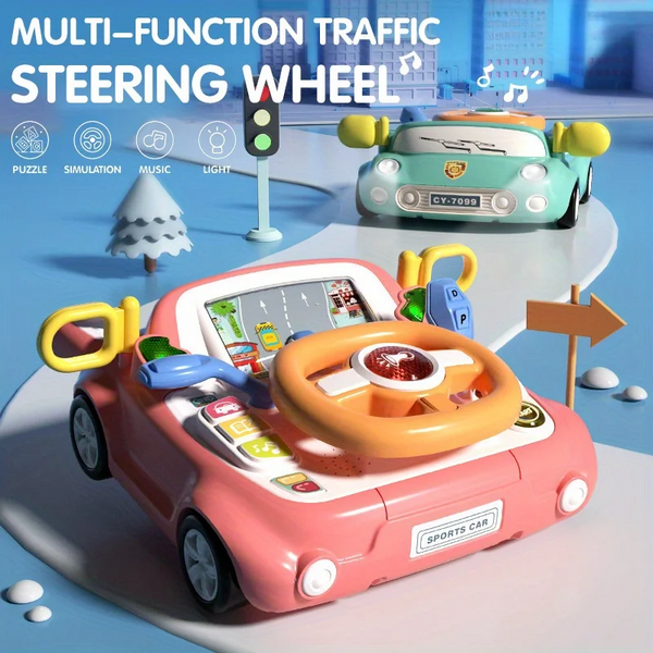 KIDS STEERING WHEEL TOY PRETEND PLAY SIMULATION DRIVING TOY SAFE & MULTIFUNCTIONAL