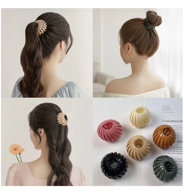 PACK OF 2 WOMEN BUN HAIR CLAW CLIPS HORSETAIL BUCKLE BIRD NEST PONYTAIL