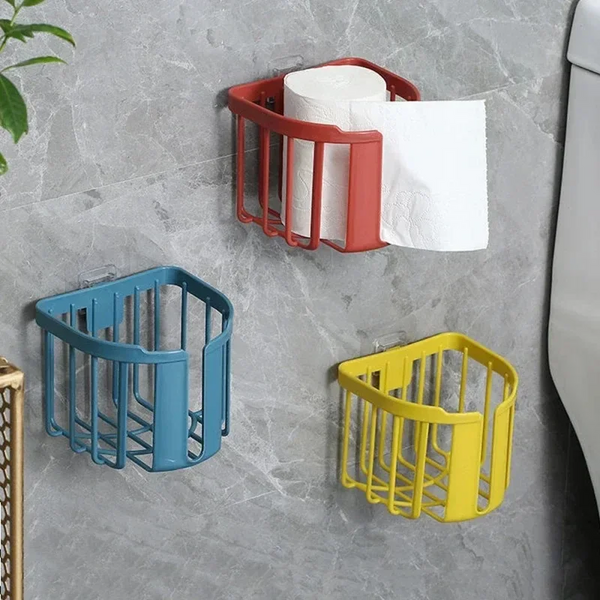 PUNCH-FREE TOILET PAPER SHELF WALL-MOUNTED TISSUE ROLL HOLDER