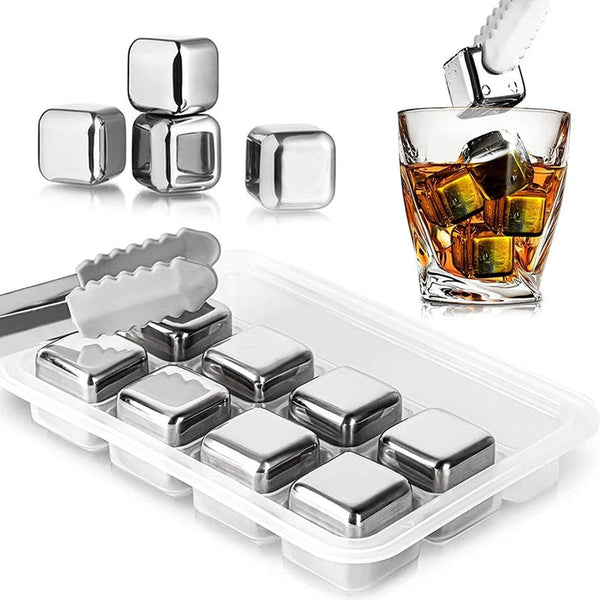 8 PIECES REUSABLE STAINLESS STEEL ICE CUBES