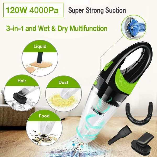 STRONG POWER CAR VACUUM CLEANER 120W PORTABLE HANDHELD MINI VACUUM