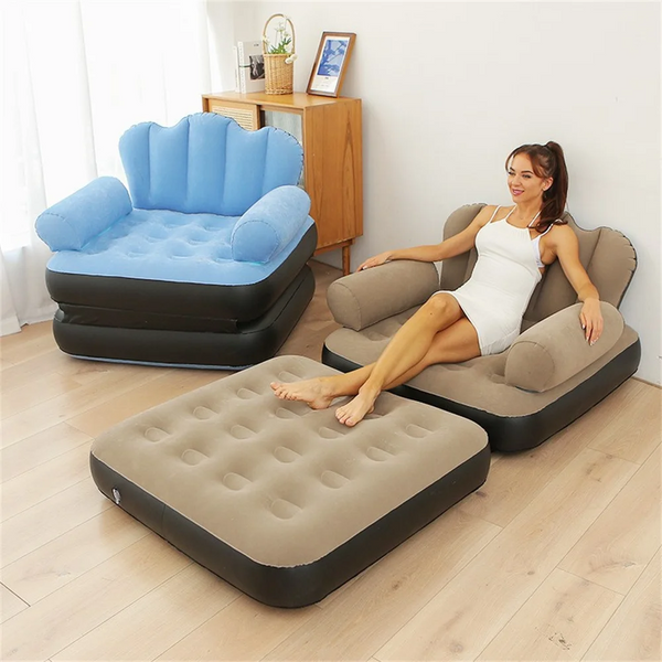 INFLATABLE BEAN BAG SOFA OUTDOOR FOLDABLE MATTRESS RECLINER FOOTSTOOL CHAIR