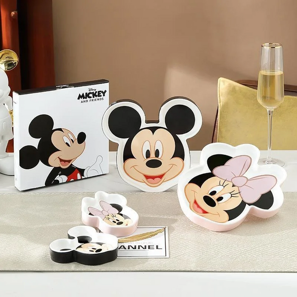 MICKEY & MINNIE MOUSE CERAMIC TRAY CUTE DESIGN MICROWAVE SAFE HEAT-RESISTANT FRUIT PLATE