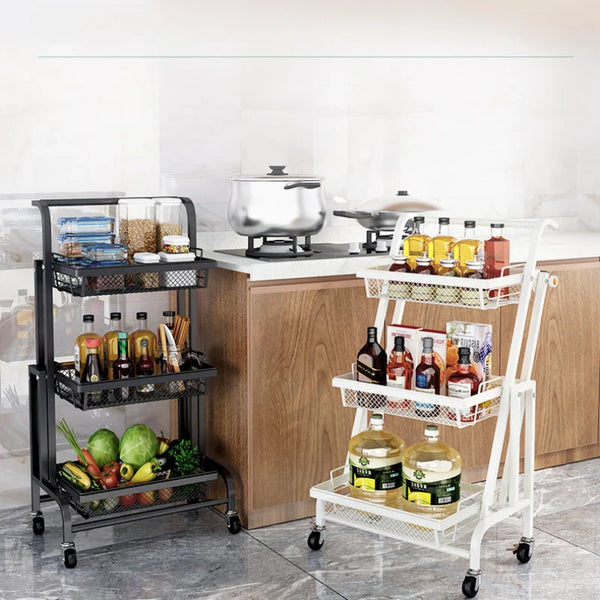 VEGETABLE TROLLEY STORAGE RACK MULTIFUNCTIONAL STRETCHABLE KITCHEN ORGANIZER MOVABLE