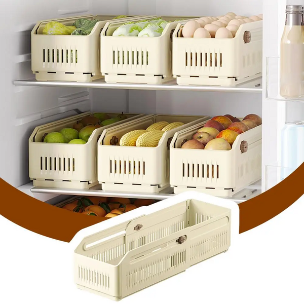 STACKABLE PULL-OUT ORGANIZER SNACK STORAGE FOR PANTRY KITCHEN BEDROOM