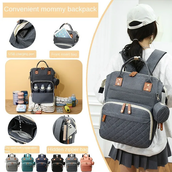 WOMEN'S BACKPACK LARGE CAPACITY WATERPROOF OXFORD CLOTH MUMMY BAG DIAPER STORAGE FASHION