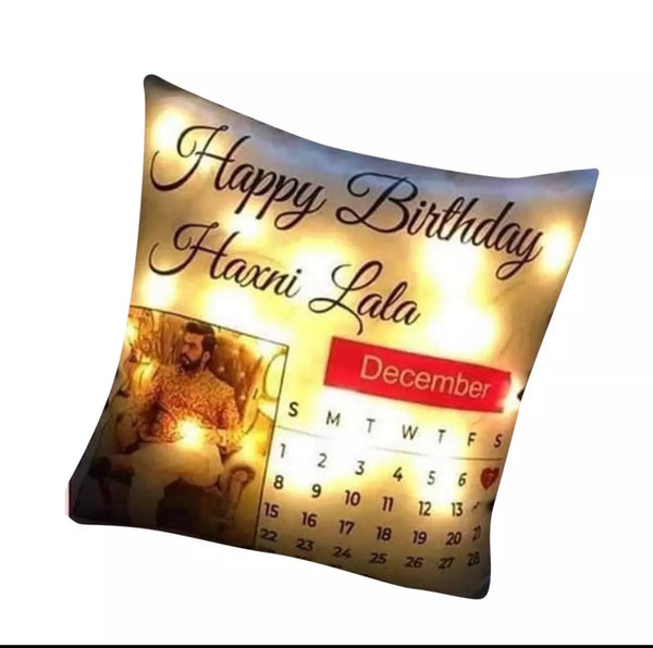 Customised LED Cushion 15”x15” | Light Pillow With Photo on Cushion | Personalized With Your Name