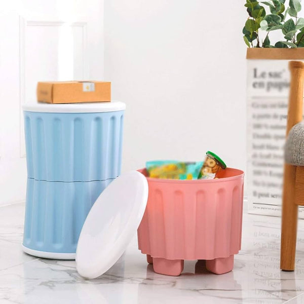 2 PIECES PLASTIC STORAGE CHAIR OTTOMAN FURNITURE FOR LIVING ROOM