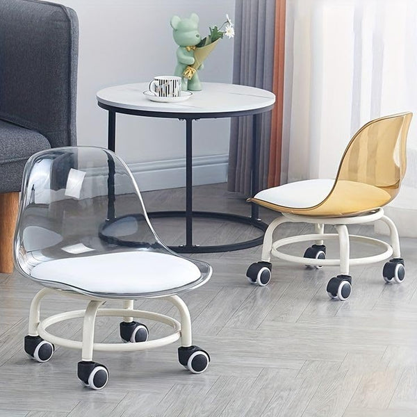 TRANSPARENT HEAVY DUTY MOVABLE - CHAIR WITH WHEELS