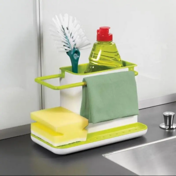 KITCHEN STORAGE DRAIN RACK SINK HOLDER SOAP & SPONGE ORGANIZER