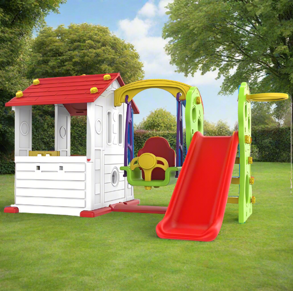 KIDS ACTIVITY PLAYHOUSE WITH SLIDE & SWING