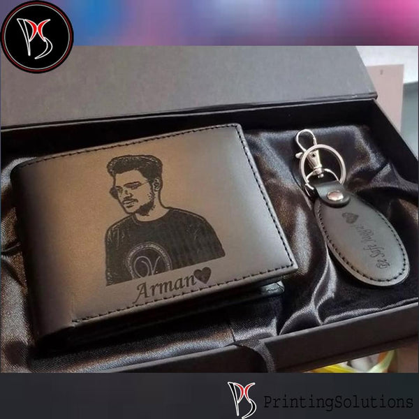 Customize Black Wallet & keychain