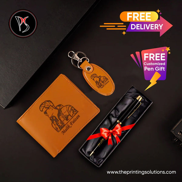 Customize Picture Engraved Wallet + Keychain with Free Customized Pen Gift 🎁 (Copy)