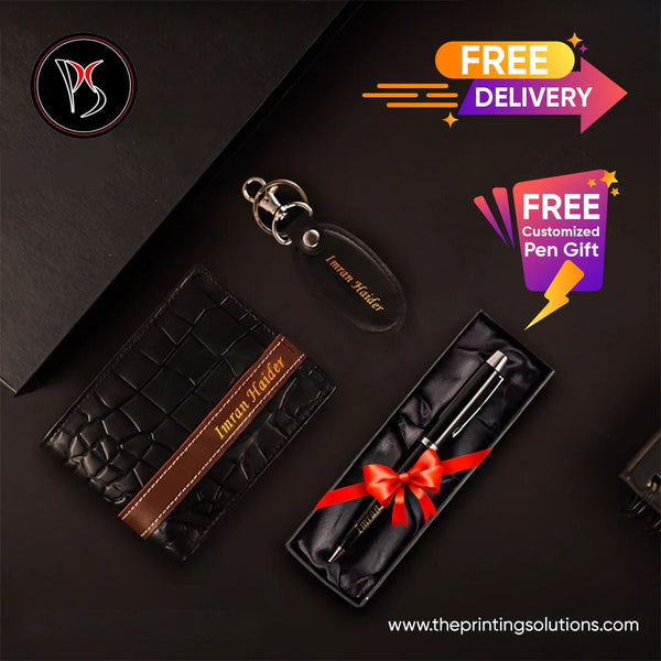 Customize crocodile Wallet + Keychain with Free Customized Pen Gift 🎁