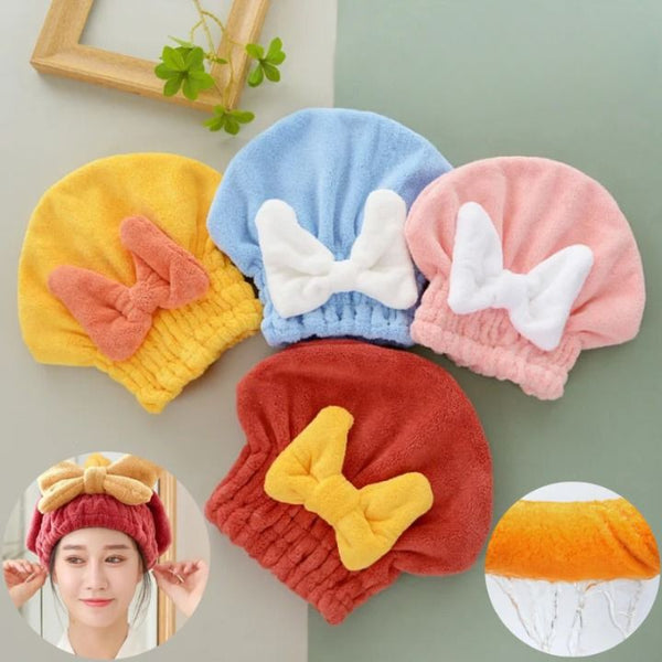 BOW TIE SHOWER TOWEL CAP