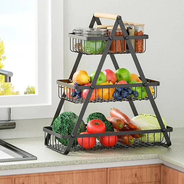 KITCHEN 3-TIERS COUNTER TOP FRUITS & VEGETABLES BASKET