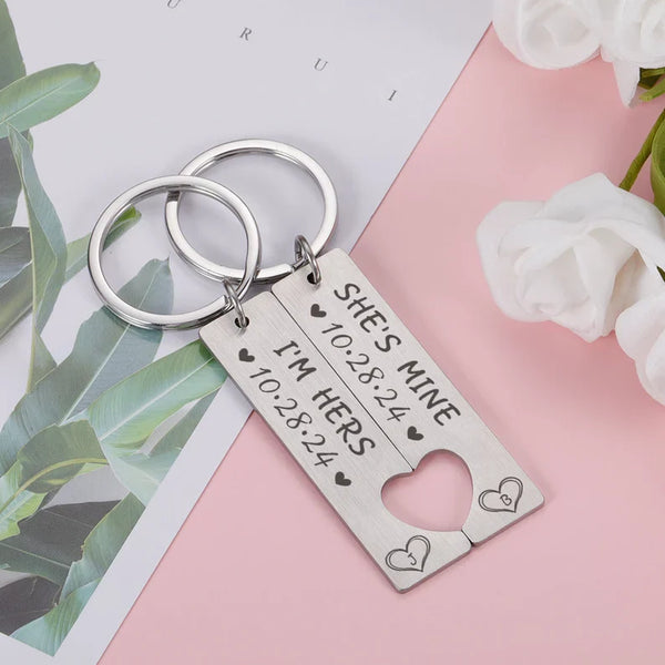 Custom Couple Keychain Personalized Gift For Boyfriend Girlfriend Matching Keychains Anniversary Gifts for Boyfriend Valentine's Day Gifts