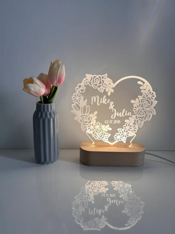 Custom Heart Led Light | Personalized Valentines Gift | Light up Sign | Logo Sign / Couples gift/ Gift for her / Anniversary gift