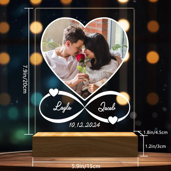 Custom Photos Acrylic Couple Plaque, Personalized Picture LED Acrylic Night Light, Valentine Gift for Her, Anniversary Gift for Boyfriend