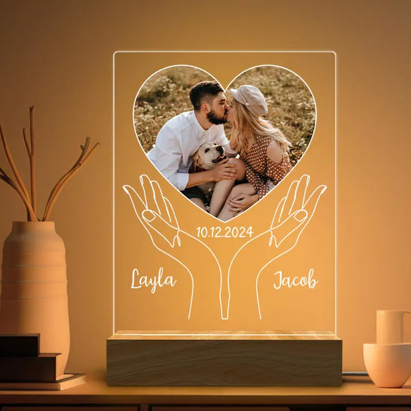 Peronalized Photo Night Light,Couple Photo Led Night Light,Custom Photo Lamp,Anniversary Gift,Birthday Gift for Her,Christmas Picture Plaque